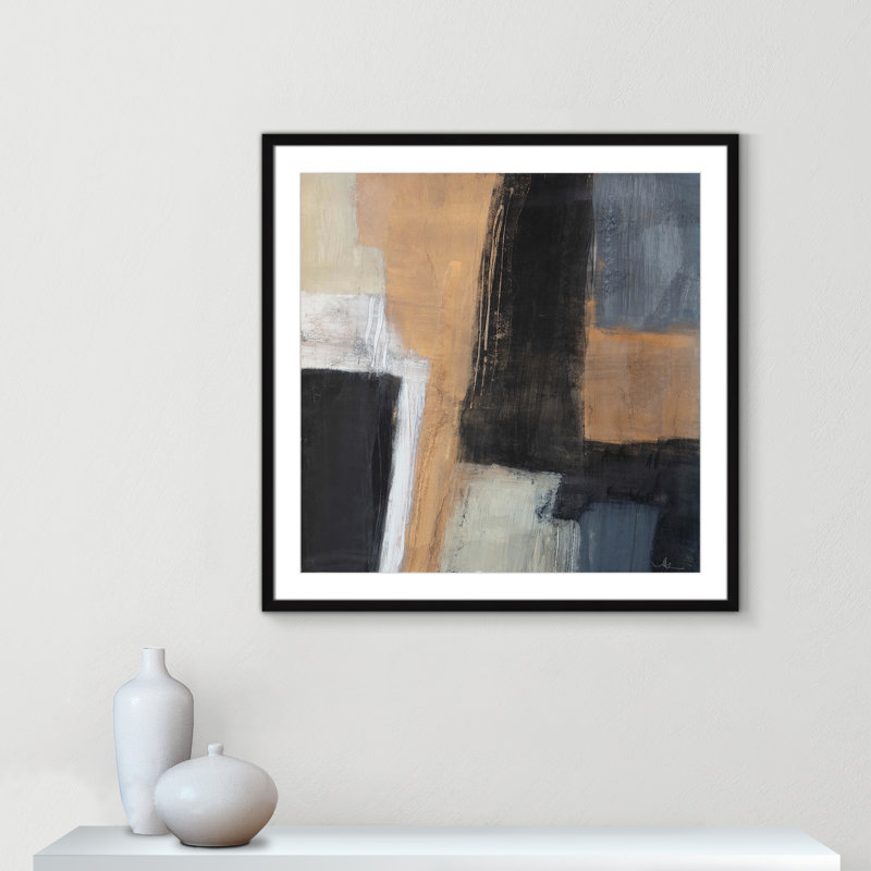 «Metallic Slate I» par Casa Fine Arts, Encadré de boîte noir, H 32 po x l 32 po x P 1,25 po