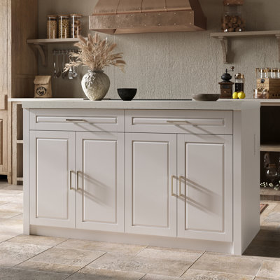 Modern 61"W Kitchen Island With Adjustable Shelves
