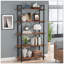 5-Tier Industrial Metal Bookshelf Unit Rustic Brown