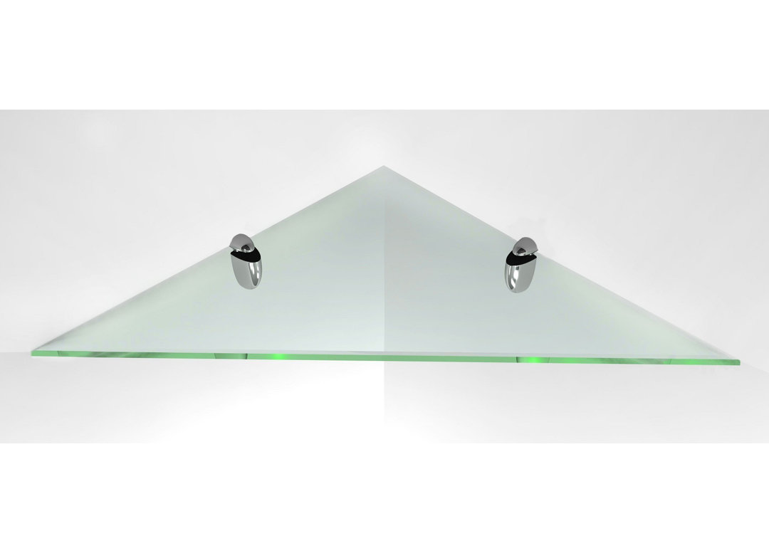 Nicholaus Triangle Glass Corner Shelf with Adjustable Shelves Ebern Designs