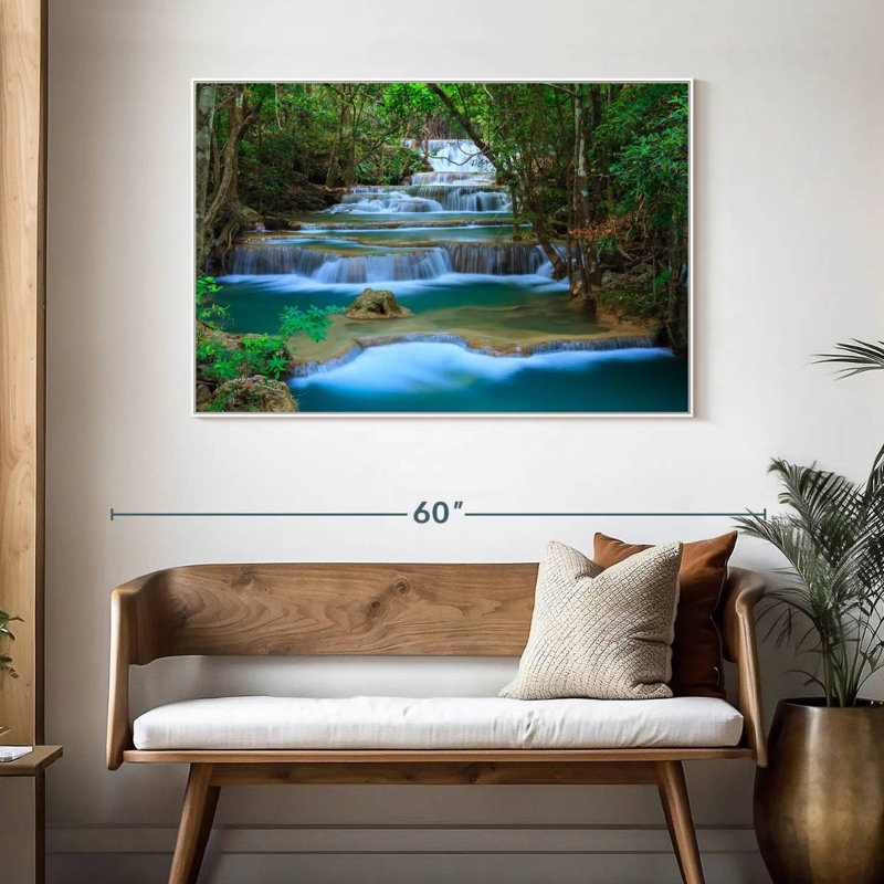 Cascade de la forêt de Kanchanaburi, Cadre flottant blanc, 46 po x 31 po