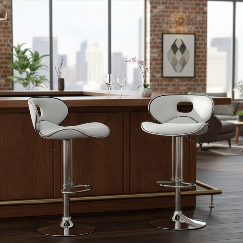 Tabouret tournant à hauteur réglable Kaylem, Blanc