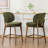 Mid-Century Modern Counter Stool, Fabric Upholstered Barstool with Wingback, Armless Counter Height Bar Stool With Wood Legs, Metal Footrest, For Kitchen Island Bar Counter, Green, Set of 2-119619504-124825000