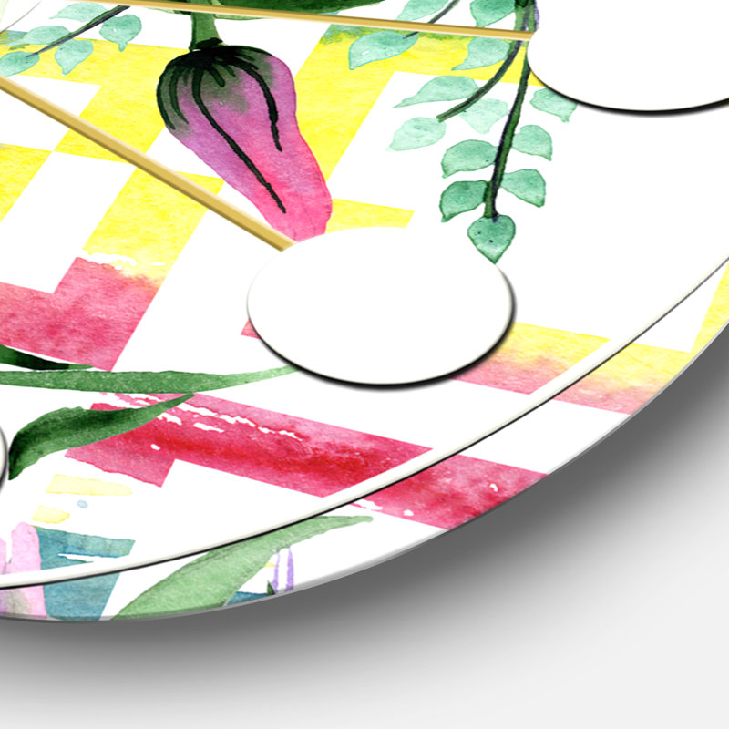 Horloge murale Floral Botanical Retro, Surdimensionné