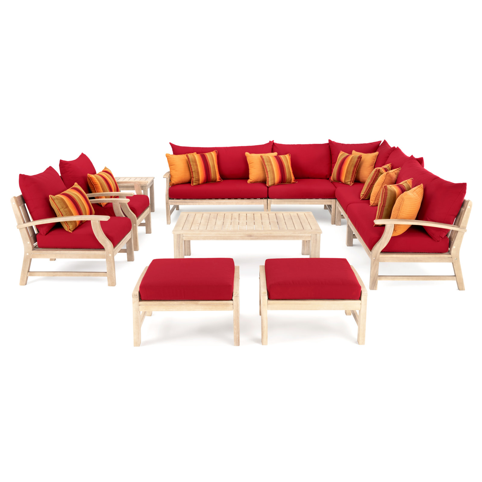 Paulet 11 Piece Seating Group with Cushions, Sunset Red