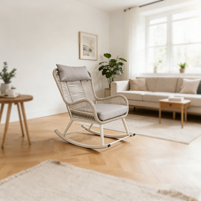 Chaise berçante pour l'extérieur avec coussin Hubhalsun