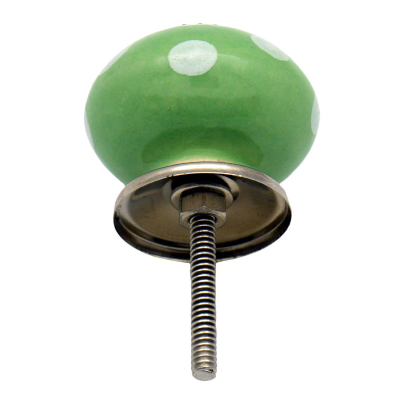 Nicola Spring - Round Ceramic Cabinet Knobs, Green/White