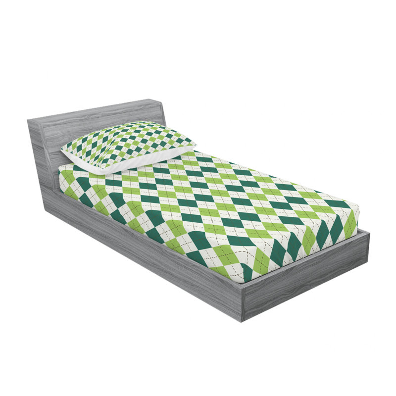 Microfiber Geometric Sheet Set, Twin XL Sheet Set with Fitted Sheet