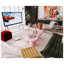 Table basse moderne en forme de nuage avec 3 pieds sphériques - Centre de table bas rose