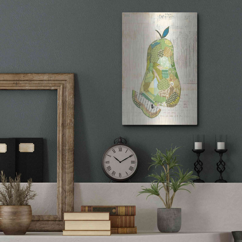 «Pear» par Courtney Prahl, art mural en métal, H 16 po x l 12 po