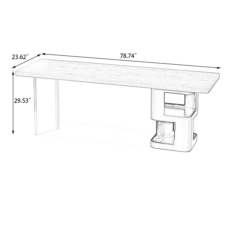Bureaux rectangulaires bruns en bois massif, H 29,53 po x l 78,74 po x P 23,62 po