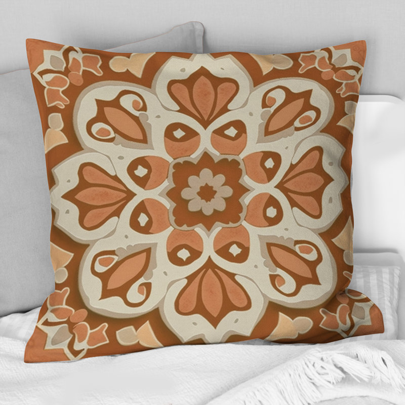 Moroccan Tiles In Earth Tones II - Coussin décoratif à imprimé abstrait
