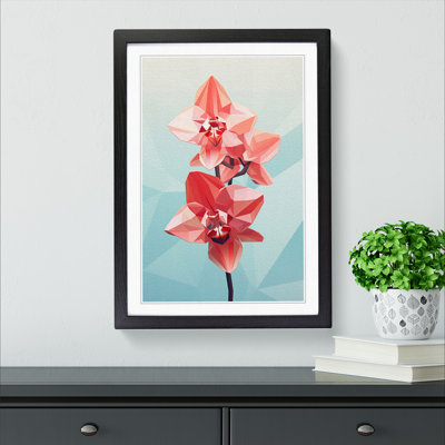 Orchid Flower Geometric - Single Picture Frame Print on Wood
