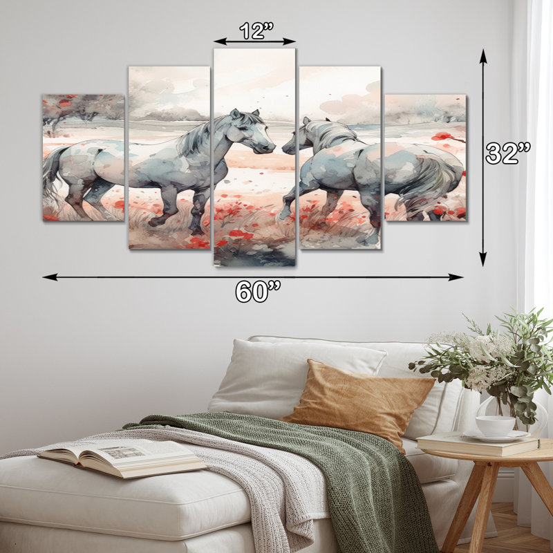 Vassilieva Horse Harmony - Décoration murale animaux - 5 panneaux