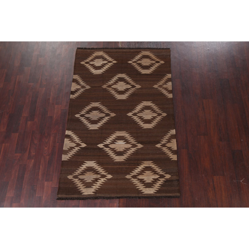 Tapis kilim en laine teint dans la masse naturel 5 x 7