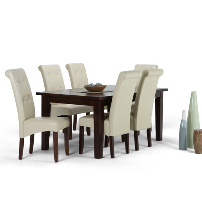Cosmopolitan / Eastwood 7-Piece Contemporary Dining Set with Solid Hardwood Table and 6 Upholstered Chairs