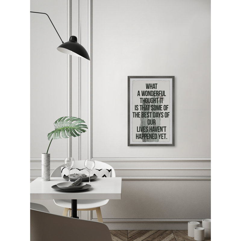 «What a Wonderful Thought» par Marmont Hill, reproduction d'art textuel sur papier encadré, H 30 po x l 20 po x P 1,5 po