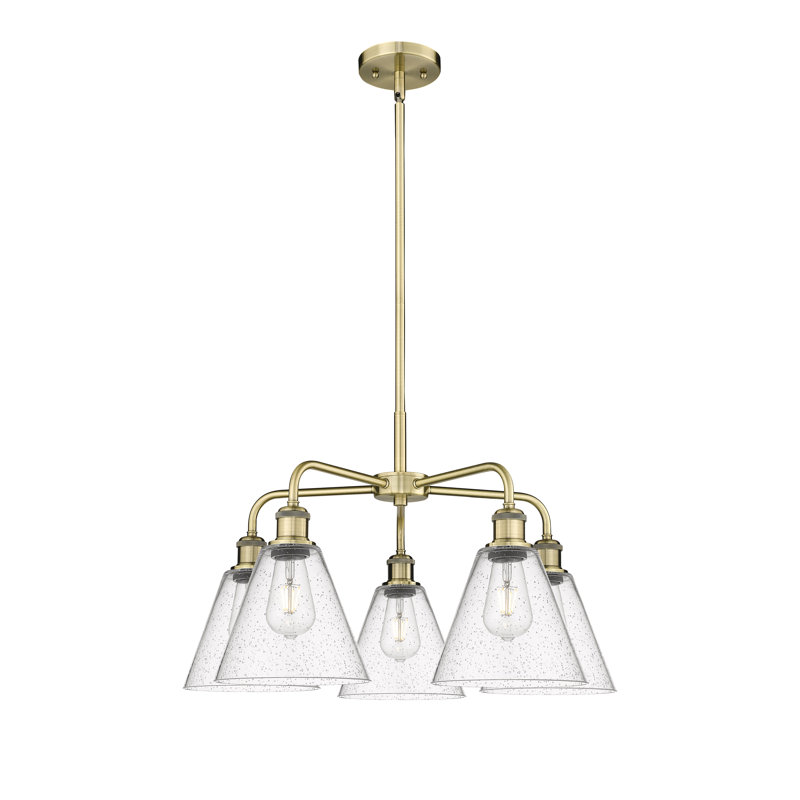 Lustre conique à 5 lumières Mallery, Laiton antique