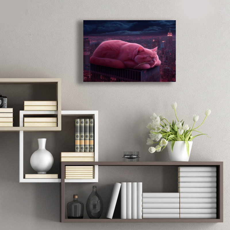 «Sleepy Cat» par Ann Klee, art mural en verre acrylique, 24 po x 16 po, H 16 po x l 24 po