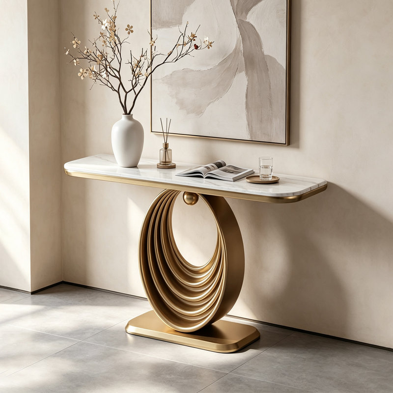 Console à pied ovale en anneau élégant, H 33,46 po x l 62,99 po x P 13,78 po