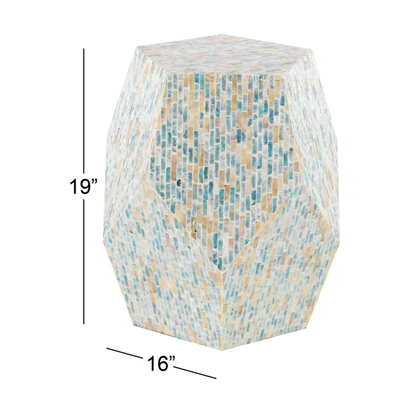 Multi Coloured Mother of Pearl Handmade Accent Table 16" x 16" x 19"