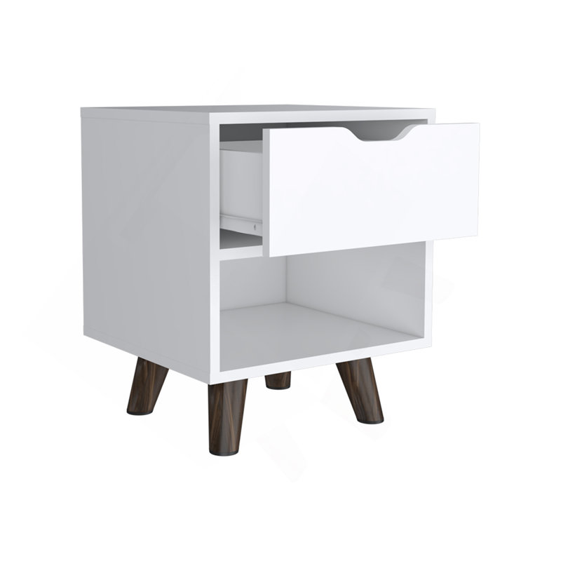 Nightstand Carleen, Bedroom, White, White