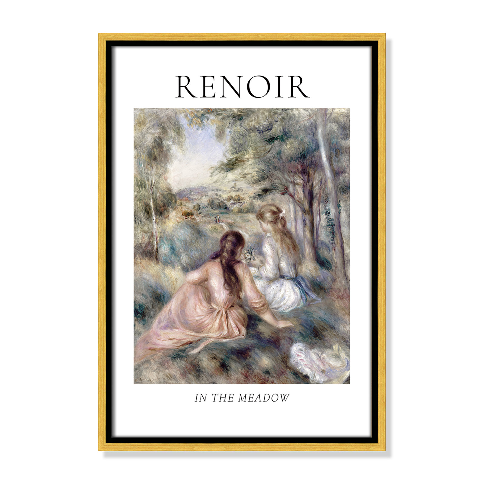 Old Masters Collection "In the Meadow" Print, Gold Floater Frame, No, 19.5" H x 13.5" W x 2" D