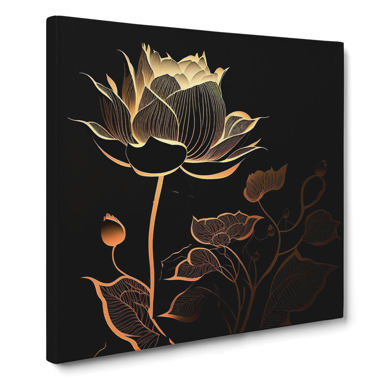 Lotus Flower Silhouette - Wrapped Canvas, 50cm H x 50cm W