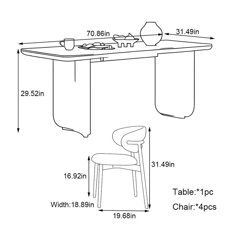 Zadon, H 29,52 po x L 70,86 po x l 31,49 po