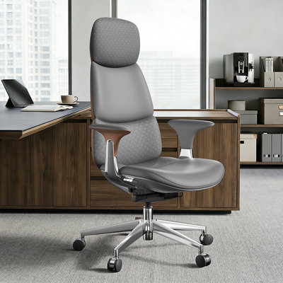 Fauteuil de direction en cuir véritable, fauteuil de bureau ergonomique pivotant, fauteuil de bureau inclinable, hauteur réglable, profondeur d'assise réglable