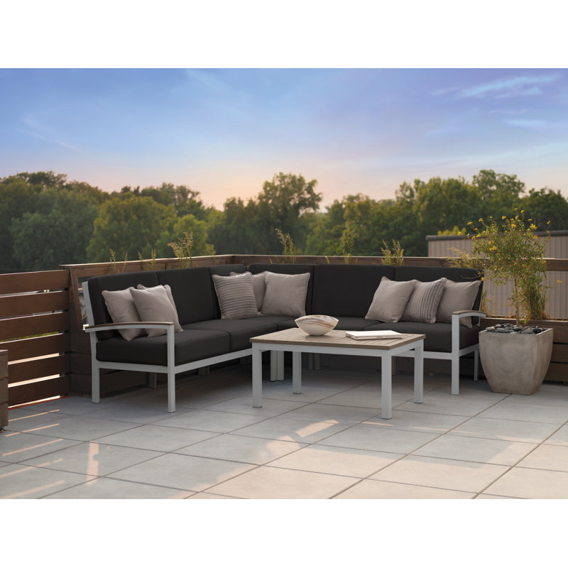 Travira Modular Corner Chair with Cushions, Jet Black