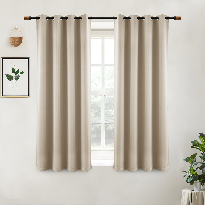 Solid Color Modern Blackout Thermal Curtain Panel Grommet 1 Panel, Beige, 52" W x 54" L, 1