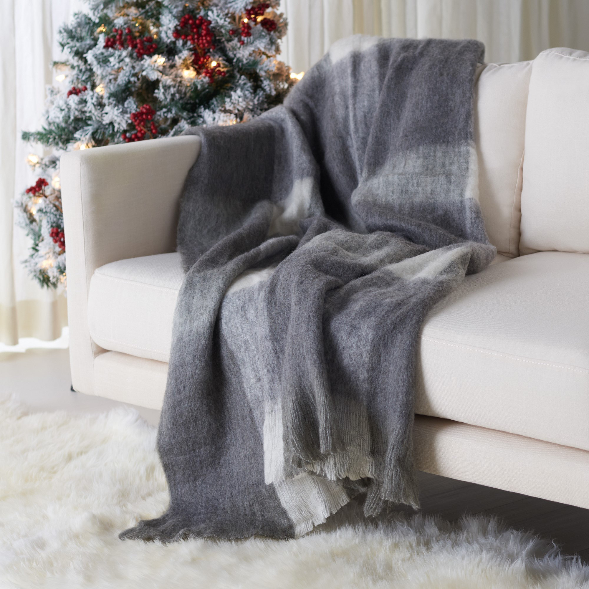 Santorini Knitted Throw Blanket