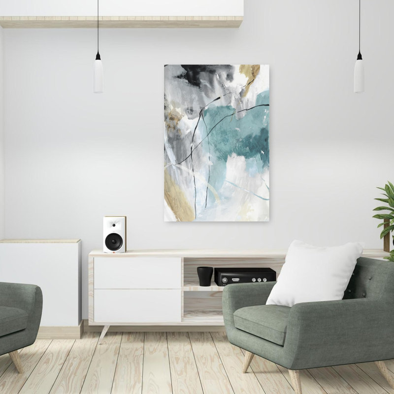 Enigmatique bleu sarcelle II, art moderne abstrait, H 36 po x l 24 po