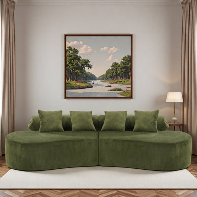 Canapé moelleux à haute densité avec conception modulaire courbée et coussins décoratifs doux