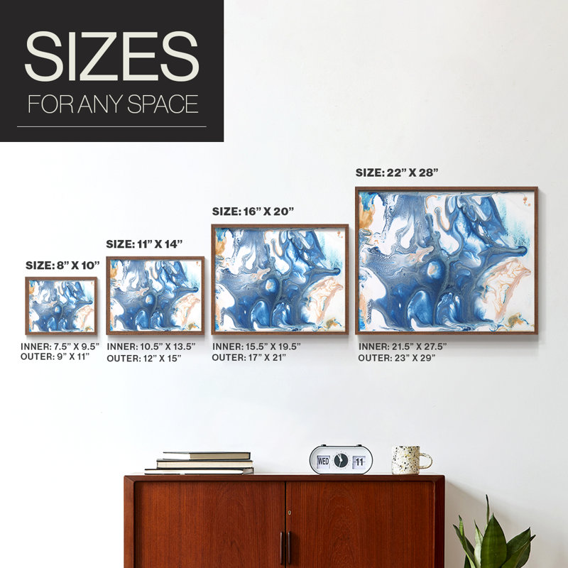«Dancing Blue II», reproduction encadrée, H 22 po x l 28 po, Noyer