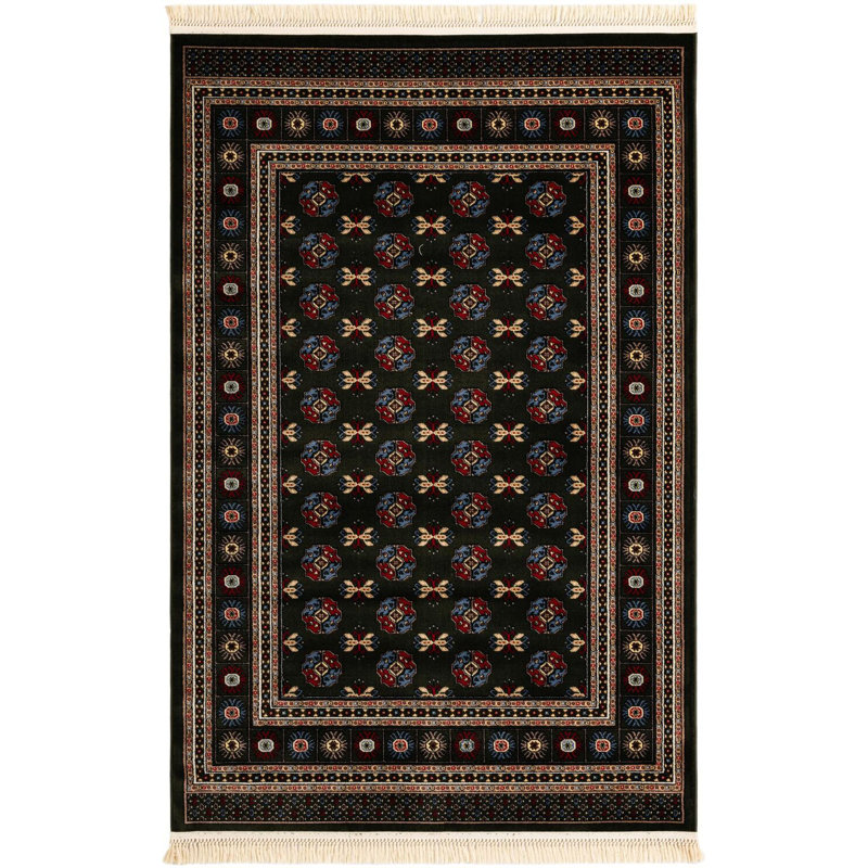 Tapis traditionnel Hinshaw vert foncé, Rectangle 5 pi 3 po x 8 pi