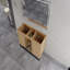 Meuble de salle de bain autoportant de 48 po (47-1/16 po), 2 portes à fermeture douce et 3 étagères de rangement ouvertes, emballage démonté (meuble-lavabo seulement, sans lavabo)