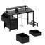 Bureau de jeu noir de 47,3 po avec prise de courant et structure stable - supports de bureau d'ordinateur modernes rectangulaires