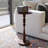 Solid Mango Wood Round Drink Table with Turned Pedestal Base, Walnut Finish-36366218