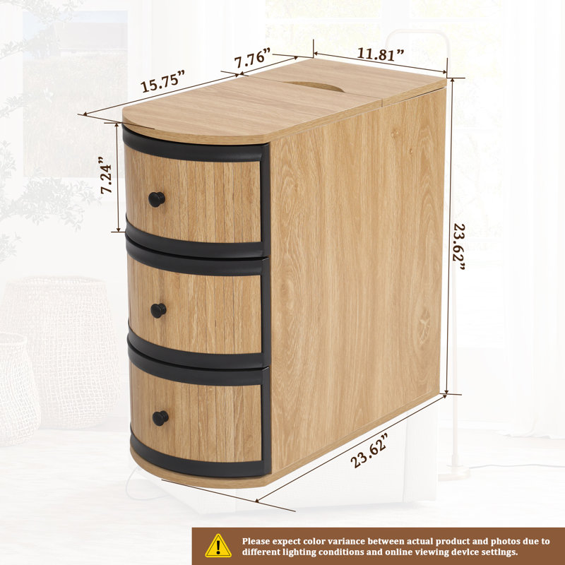 End Table with Storage and Charging Station, Yellow