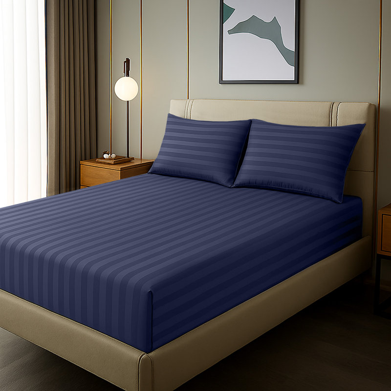 Microfiber Standard Fitted Sheet, Navy, Super King (6')