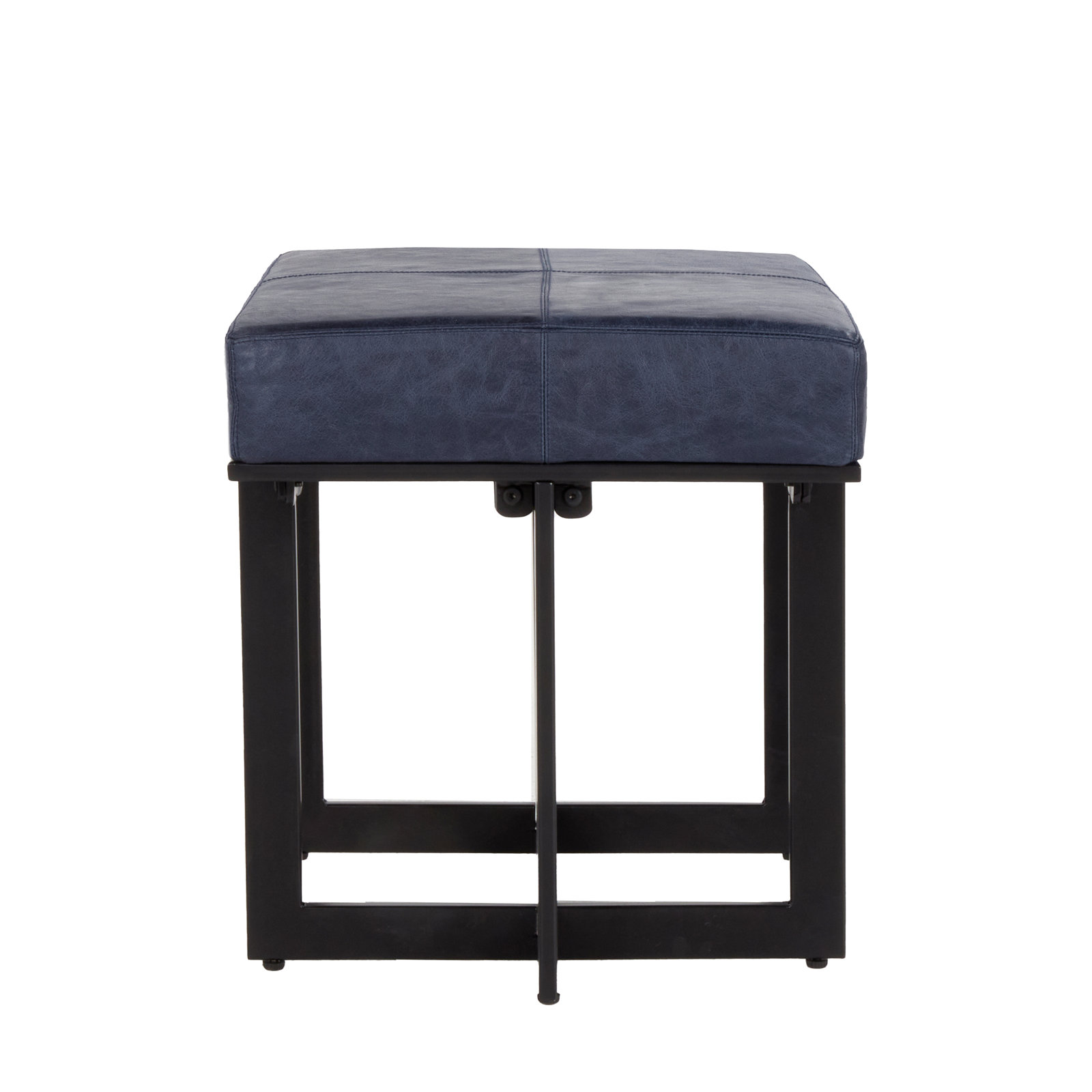Calvin Genuine Leather Accent Stool, Blue