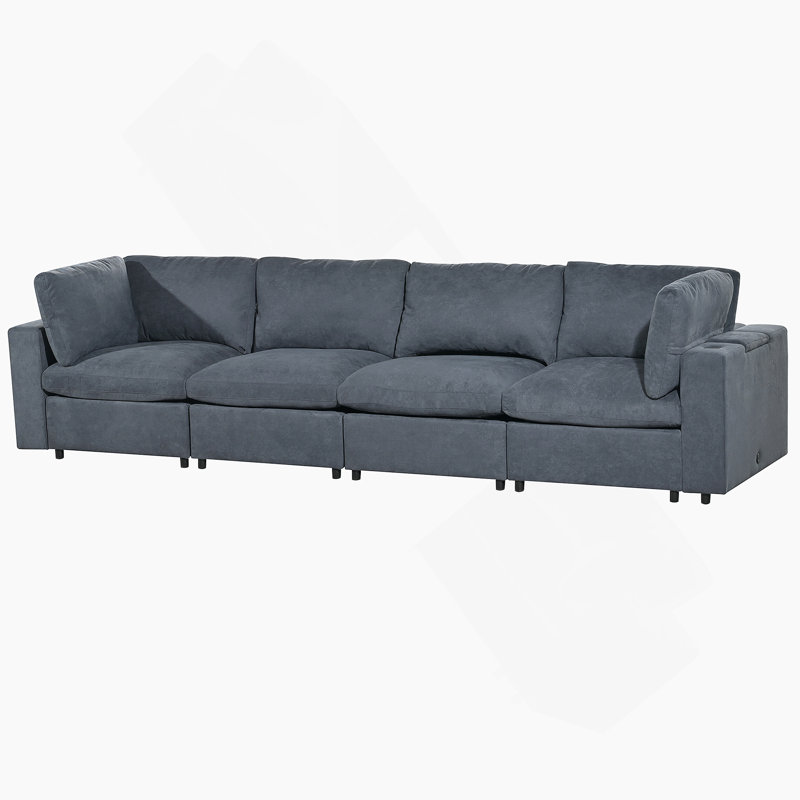 Upholstered Sofa with USB Charge Ports,Wireless Charging and Bluetooth Speaker in Arm