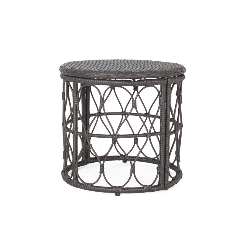 Wicker Weave Side Table, Gray