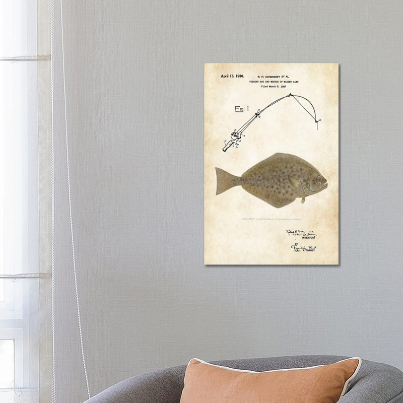 Halibut Fishing Lure by Patent77 - Wrapped Canvas Gallery-Wrapped Canvas Giclée, 66.04 cm H x 45.72 cm W x 3.175 cm D