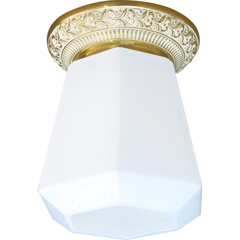Fosdick Glass LED Semi Flush Mount, White Patina Gold