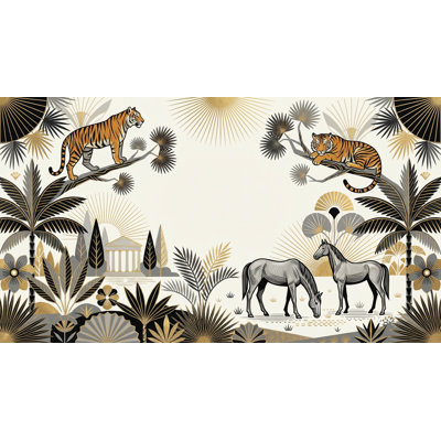 Papier peint art déco, palmiers tropicaux amovibles, décoration murale Tigers