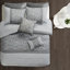 Édredon gris très grand 8 pièces - microfibre douce de luxe brodée et décoration imprimée