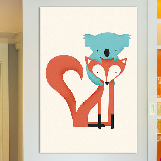 «Fox and Koala», impression, H 26 po x l 18 po x P 1,5 po, Toile